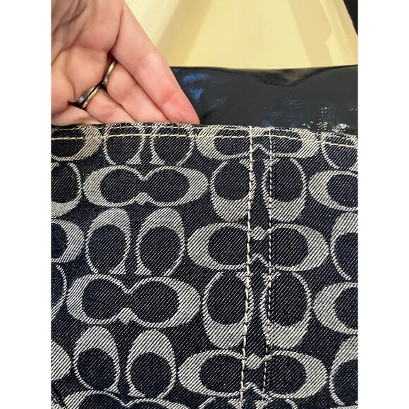 Coach Bleecker Signature Blue Denim Patent Leather Buckle Shoulder Bag 12571 - Picture 8 of 14